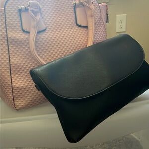 Elegant Black Clutch and Pink Tote Bag Set